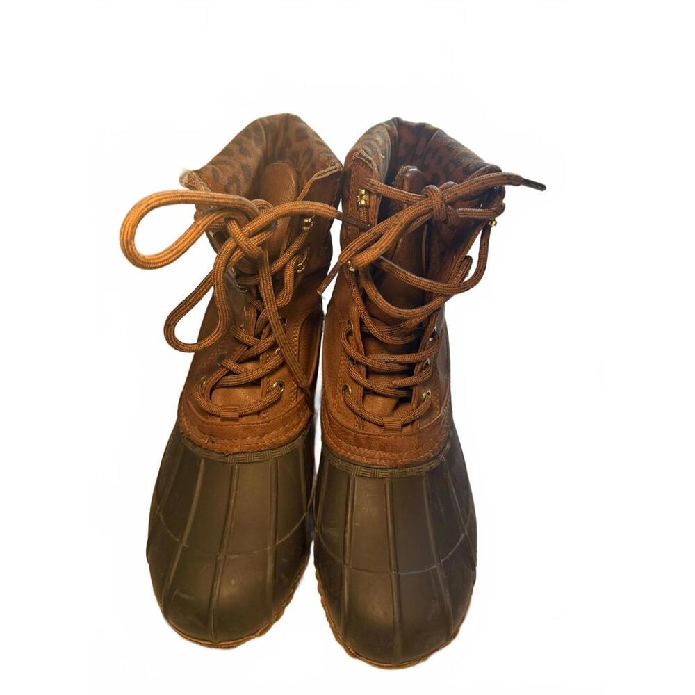 Tommy Hilfiger Women's‎ Size 9M Lined Winter Duck Boot with Leopard Trim